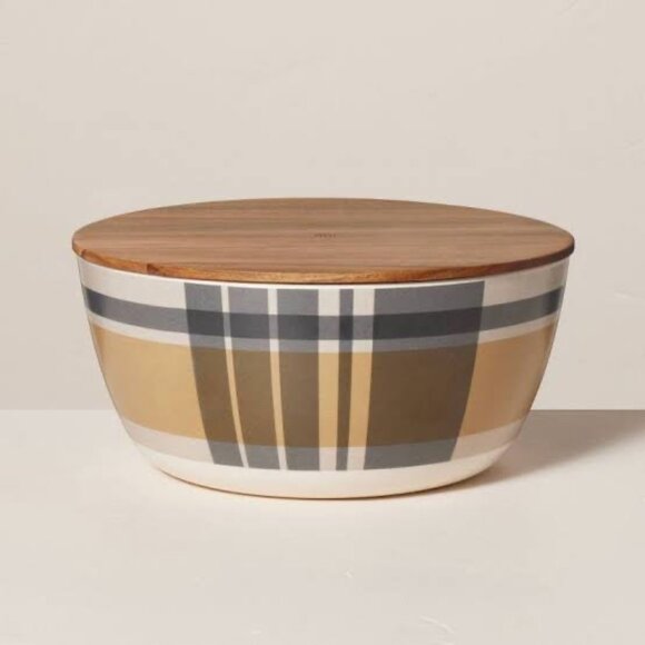 Hearth & Hand™ with Magnolia Plaid Stripe Bamboo Melamine Picnic Set NWT - Picture 4 of 6